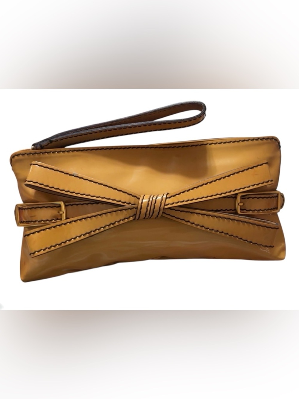 Vintage Valentino Garavani Bow Wristlet/Clutch
Yellow Patent Leather 10” x 5.5”